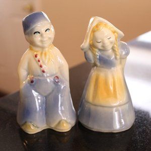 Dutch Boy and Girl Salt and Pepper Shakers "USA"  4-1/2" Tall